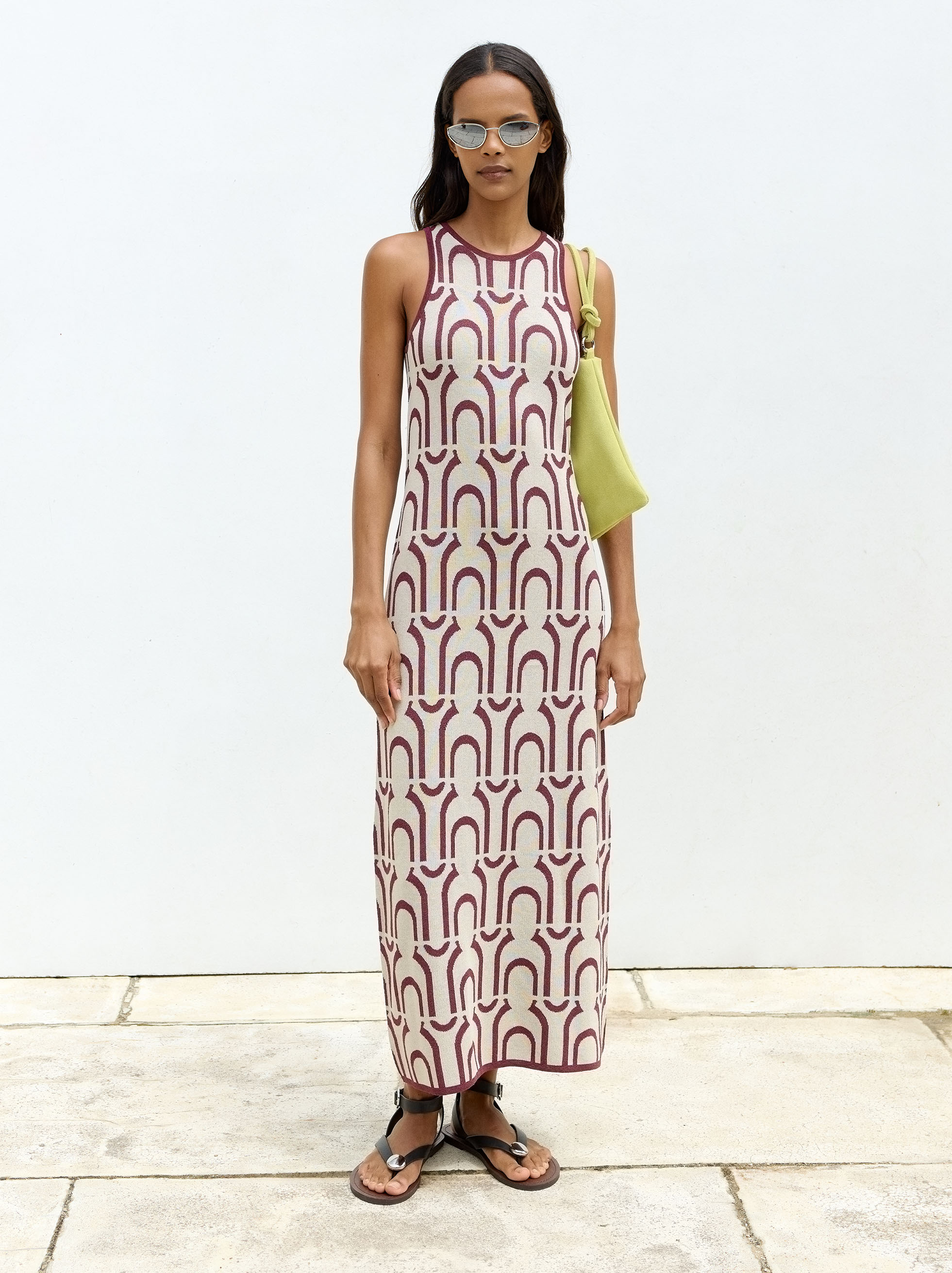 Long jacquard knit dress